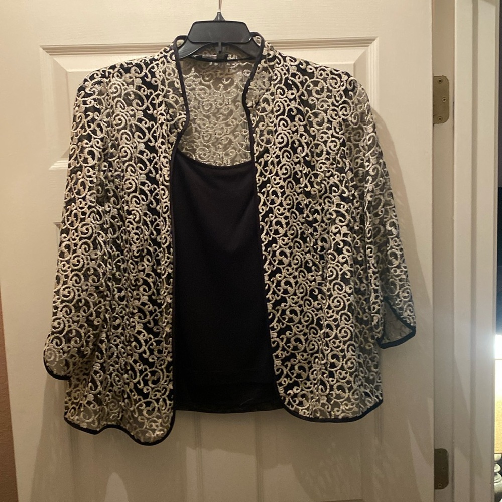Gold metallic jacket with cami.